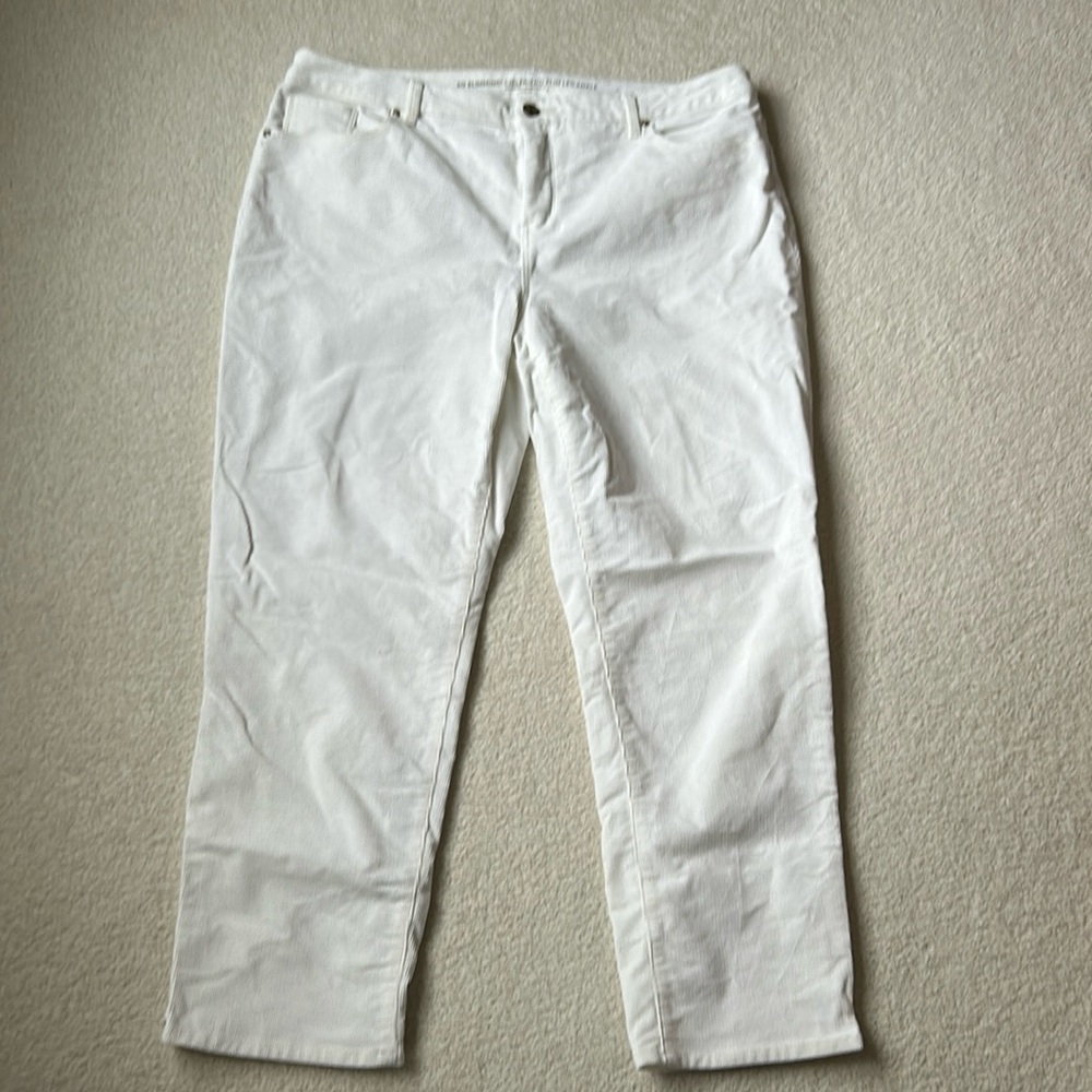 Chicos so slimming girlfriend slim leg ankle ivory corduroy pants 3R